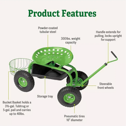 Deluxe Tractor Scoot with Bucket Basket